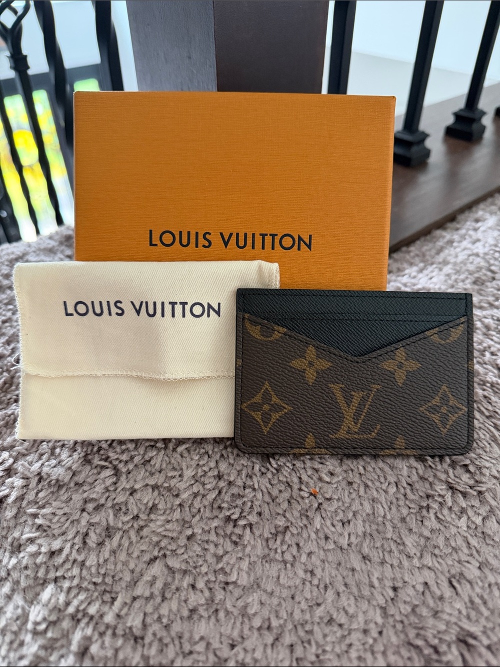 Louis Vuitton Monogram Canvas Card Holder with Black Trim NWOT